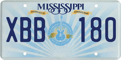 MS license plate XBB180