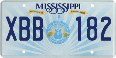MS license plate XBB182