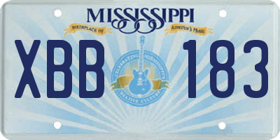 MS license plate XBB183