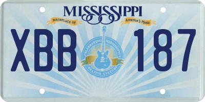 MS license plate XBB187