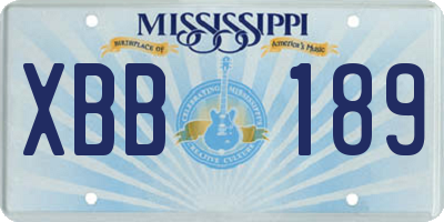 MS license plate XBB189