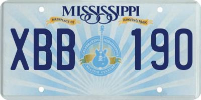 MS license plate XBB190