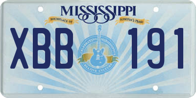 MS license plate XBB191