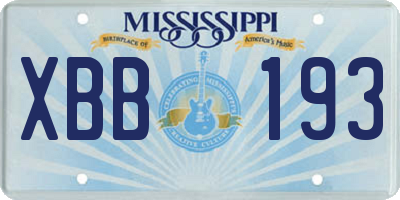 MS license plate XBB193