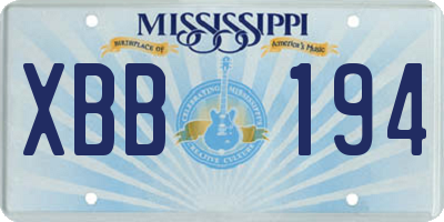 MS license plate XBB194