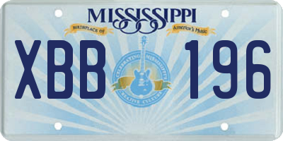 MS license plate XBB196