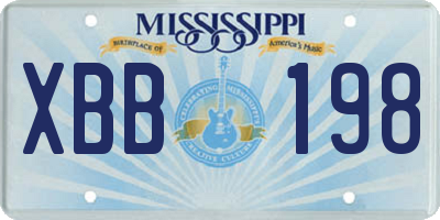 MS license plate XBB198