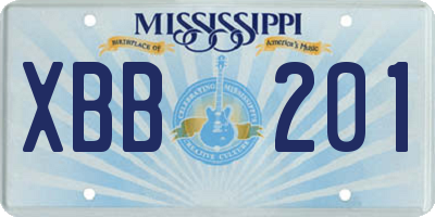 MS license plate XBB201