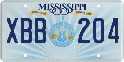 MS license plate XBB204
