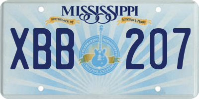 MS license plate XBB207