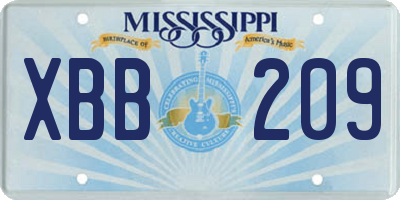 MS license plate XBB209