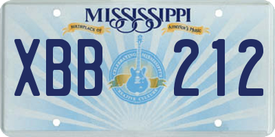 MS license plate XBB212