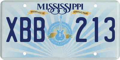 MS license plate XBB213