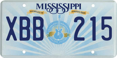 MS license plate XBB215