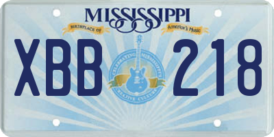 MS license plate XBB218