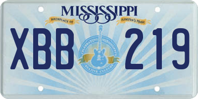 MS license plate XBB219