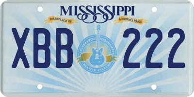 MS license plate XBB222