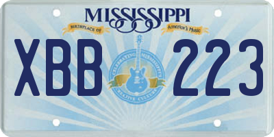 MS license plate XBB223