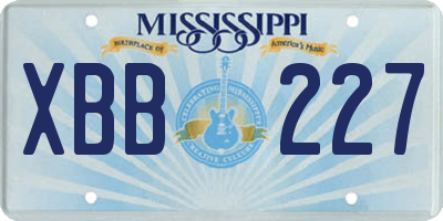 MS license plate XBB227