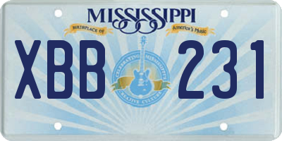 MS license plate XBB231