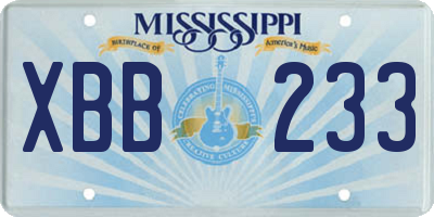 MS license plate XBB233