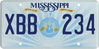 MS license plate XBB234