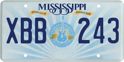MS license plate XBB243