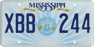 MS license plate XBB244
