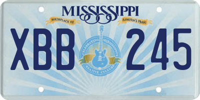 MS license plate XBB245