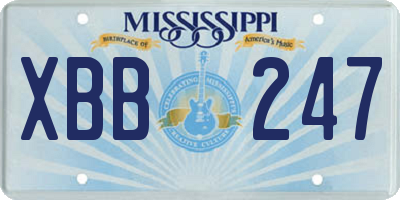 MS license plate XBB247