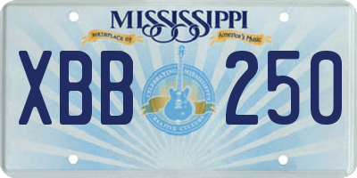 MS license plate XBB250