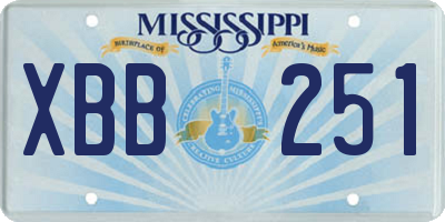 MS license plate XBB251
