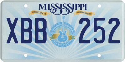 MS license plate XBB252