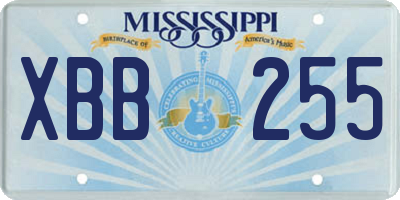 MS license plate XBB255
