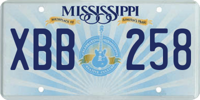 MS license plate XBB258