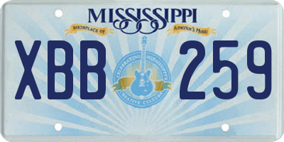MS license plate XBB259