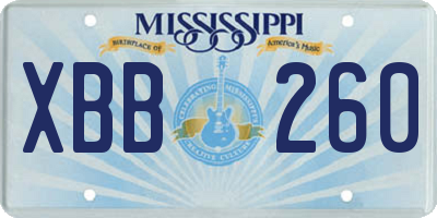 MS license plate XBB260