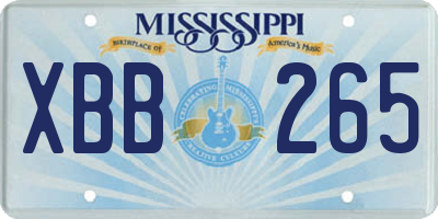 MS license plate XBB265