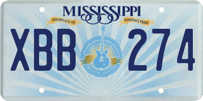 MS license plate XBB274