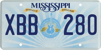 MS license plate XBB280