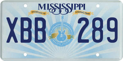 MS license plate XBB289