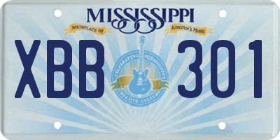 MS license plate XBB301