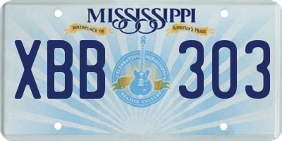 MS license plate XBB303