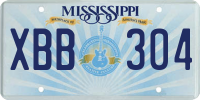 MS license plate XBB304