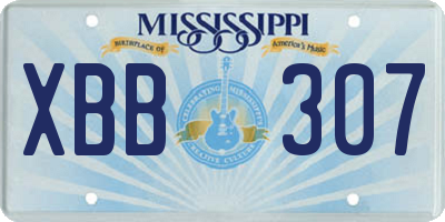 MS license plate XBB307