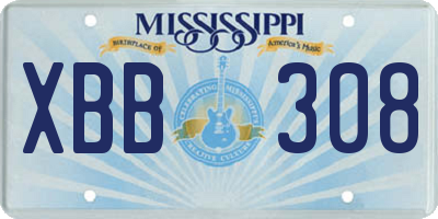 MS license plate XBB308