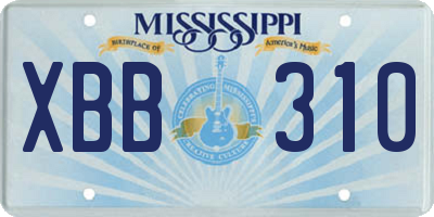MS license plate XBB310