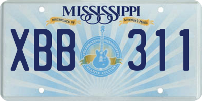 MS license plate XBB311