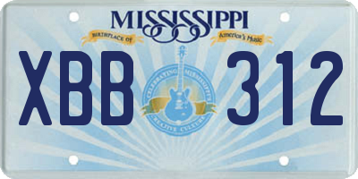 MS license plate XBB312