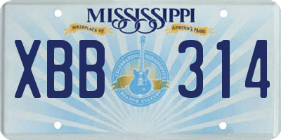 MS license plate XBB314